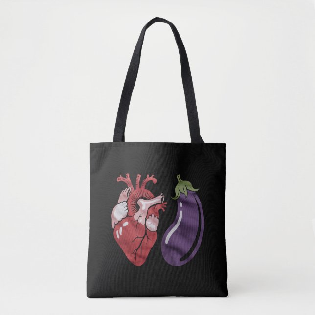 Bolsa Tote Ame EggPlant Engraçado Orgulho gay Humor LGBTQ Pia (Frente)