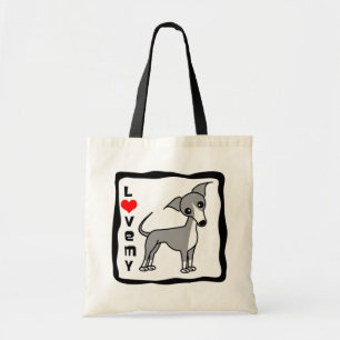 Bolsa Tote Ame meu galgo italiano - cinza