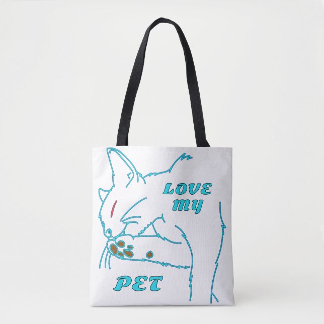 BOLSA TOTE AME MEU GATO DE AQUA (Frente)