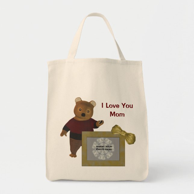 Bolsa Tote Ame-o sacola bonito personalizada mamã do urso da  (Frente)