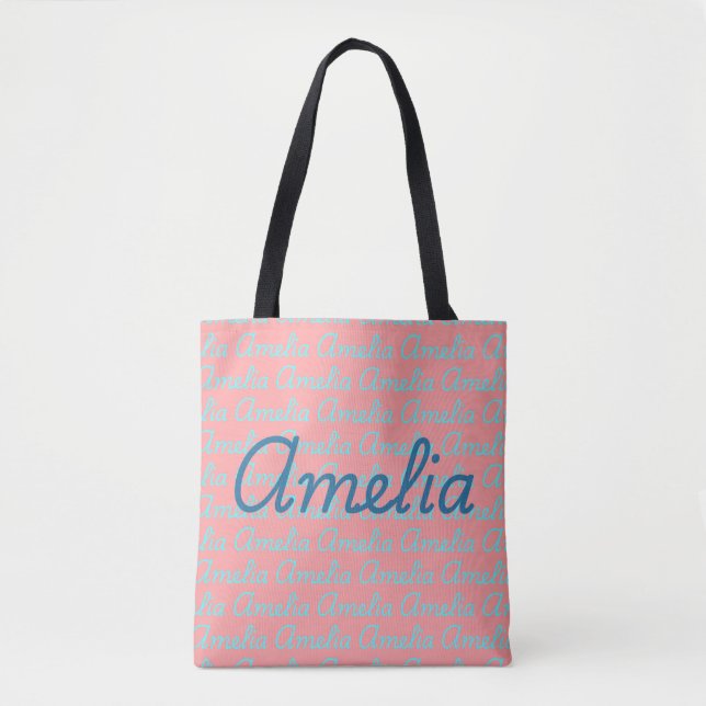 Bolsa Tote Amelia Signature Name Pattern Design (Frente)