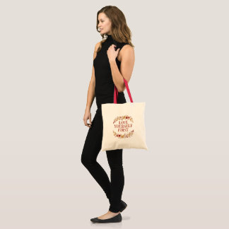 Bolsa Tote Amem a Si Mesmas Primeiro Floral Vintage Autoamor 