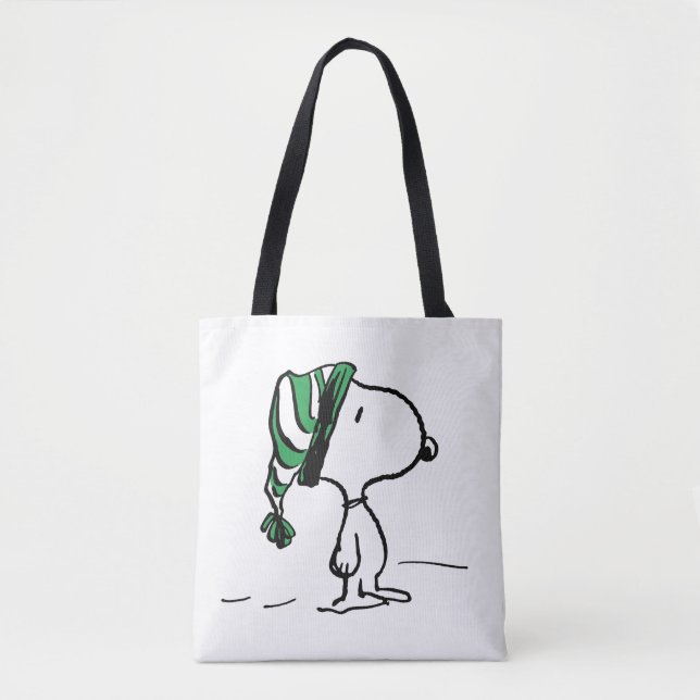 Bolsa Tote Amendoins | Boné de Neve Verde Snoopy (Frente)