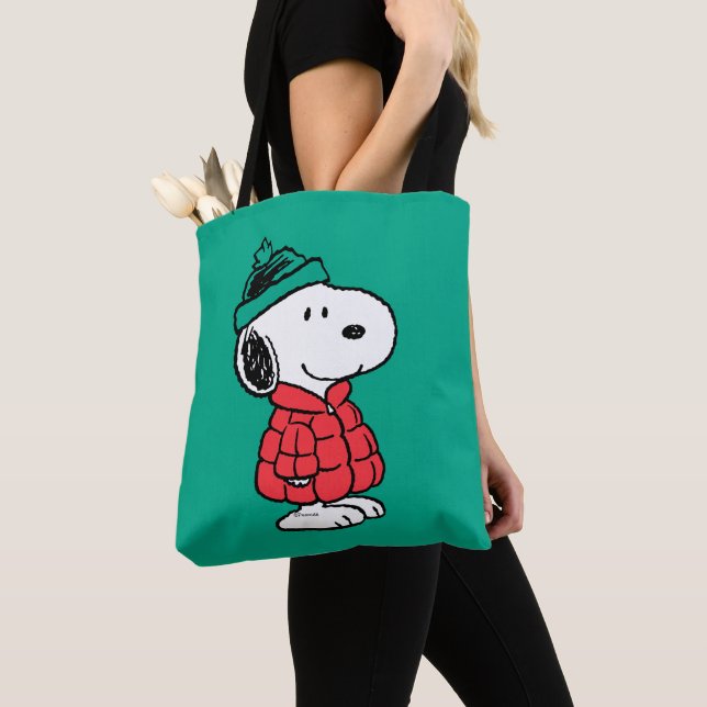 Bolsa Tote Amendoins | Casaco de inverno e chapéu de Snoopy (Close Up)