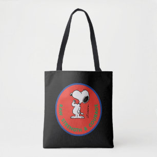 Bolsa Tote Amendoins Crachá de coragem e força bruta snoopy