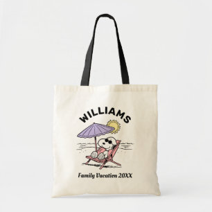 Bolsa Tote Amendoins Férias Familiares de Snoopy Beach