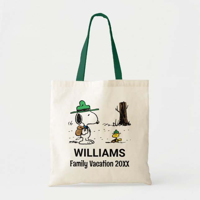 Bolsa Tote Amendoins | Férias Snoopy & Woodstock Family (Frente)