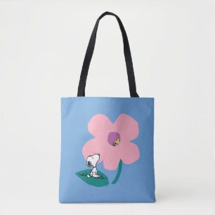 Bolsa Tote Amendoins Ilustração da Flor Rosa-Rosa Natural