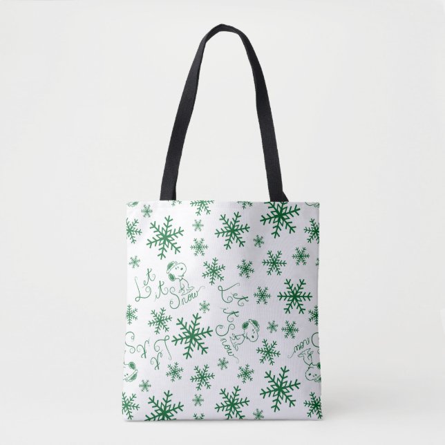 Bolsa Tote Amendoins | Padrão De Neve De Noopy De Natal (Frente)