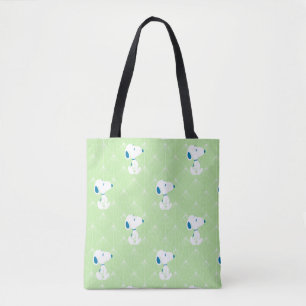 Bolsa Tote Amendoins Padrão de Sonhos de Deco Verde Snoopy