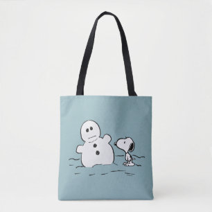 Bolsa Tote Amendoins Snoopy constrói um boneco de neve