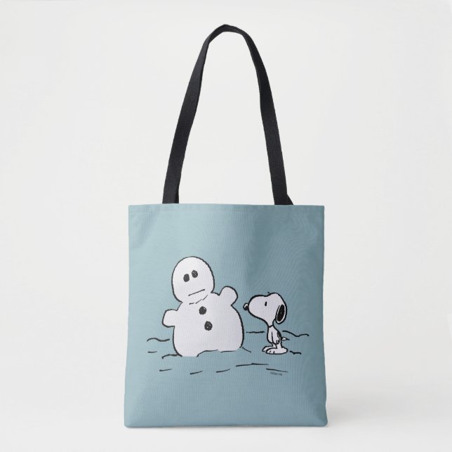 Bolsa Tote Amendoins | Snoopy constrói um boneco de neve (Frente)