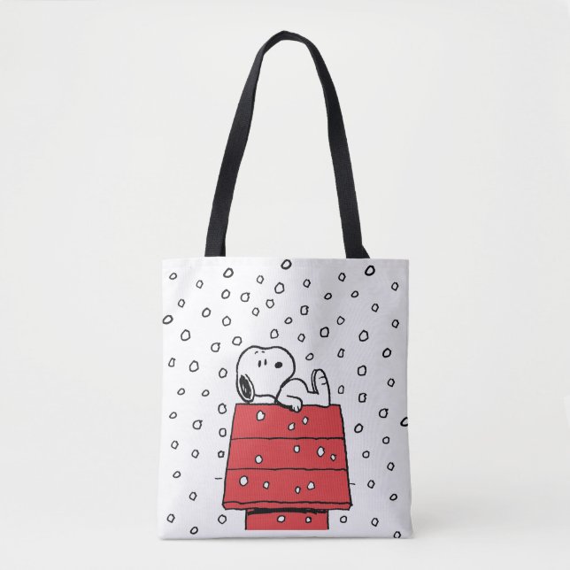 Bolsa Tote Amendoins | Snoopy Doghouse Snowflakes (Frente)