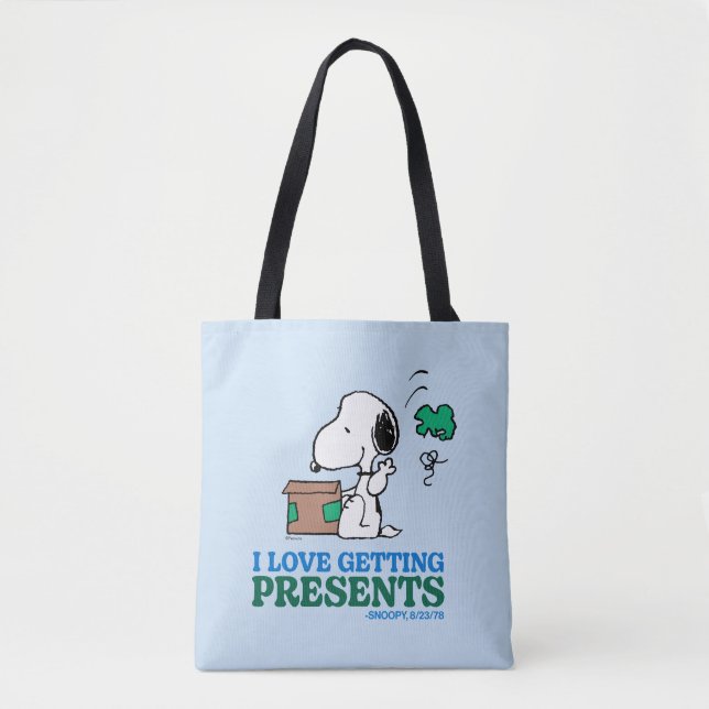 Bolsa Tote Amendoins | Snoopy I Love Getting Present (Frente)