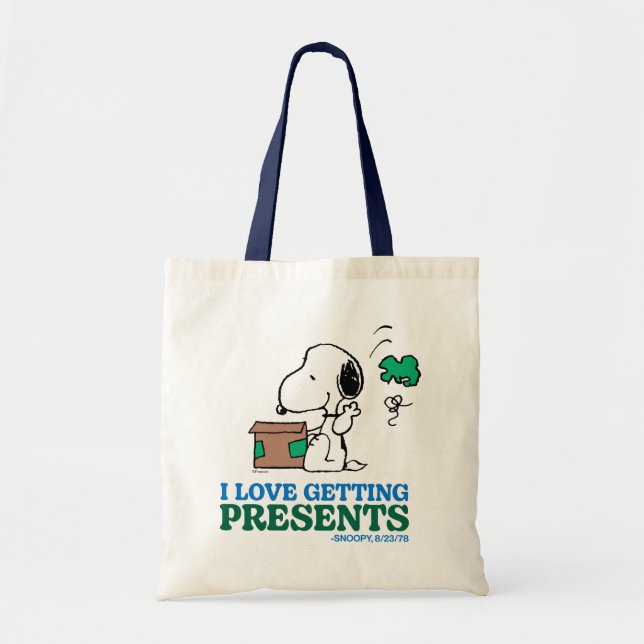 Bolsa Tote Amendoins | Snoopy I Love Getting Present (Frente)