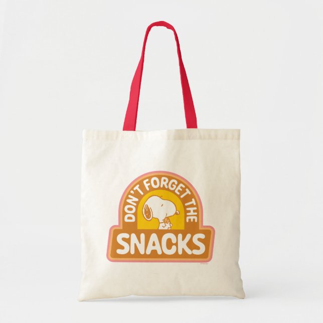 Bolsa Tote Amendoins | Snoopy Não esqueça os Snacks (Frente)