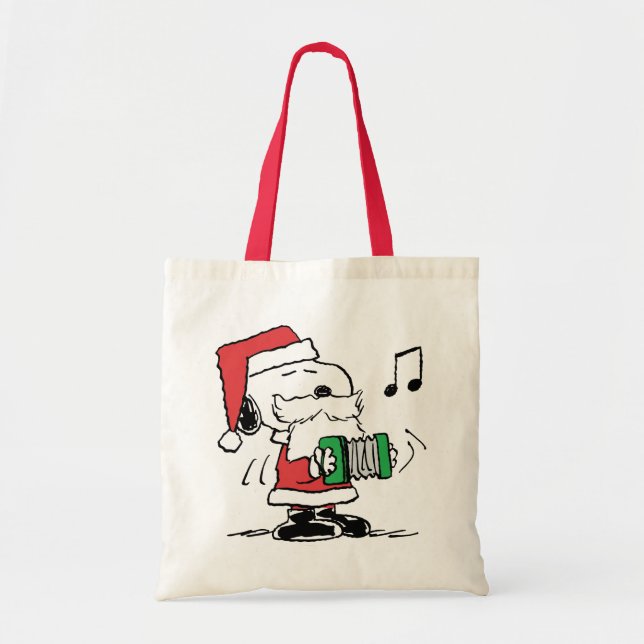 Bolsa Tote Amendoins | Snoopy Santa Claus Accordian (Frente)