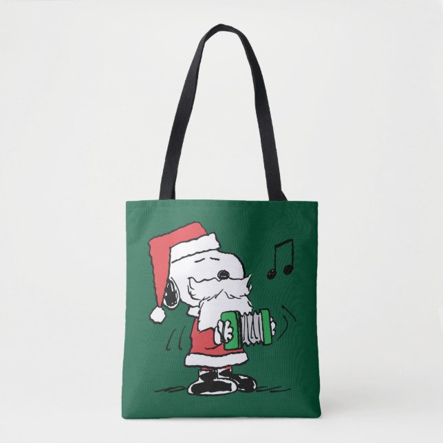 Bolsa Tote Amendoins | Snoopy Santa Claus Accordian (Frente)