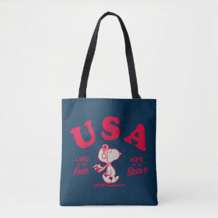 Bolsa Tote Amendoins   Snoopy USA Land of the Free