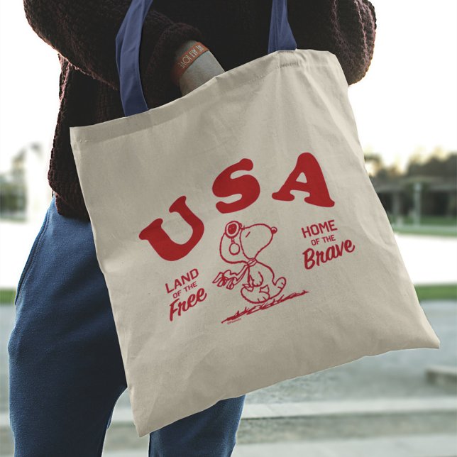 Bolsa Tote Amendoins | Snoopy USA Land of the Free (Person carrying tote bag)