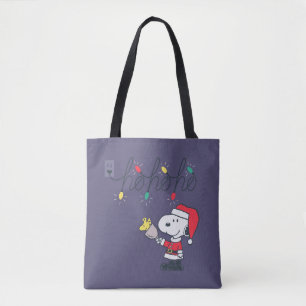 Bolsa Tote Amendoins Snoopy & Woodstock Ho Ho Ho