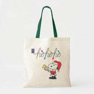Bolsa Tote Amendoins Snoopy & Woodstock Ho Ho Ho