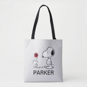Bolsa Tote Amendoins   Snoopy & Woodstock Vermelho & Preto