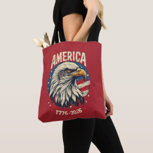 Bolsa Tote América 1776 2026 Águia Careca Bandeira Patriótica
