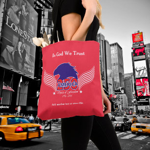 Bolsa Tote América 250º- Espírito de Liberdade- Vermelho- Tex