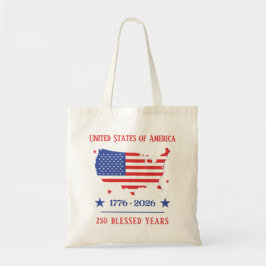 Bolsa Tote América 250 Anos Abençoados 1776-2026 Patriótico 
