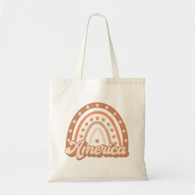 Bolsa Tote América Boho Rainbow 4 de julho (Frente)