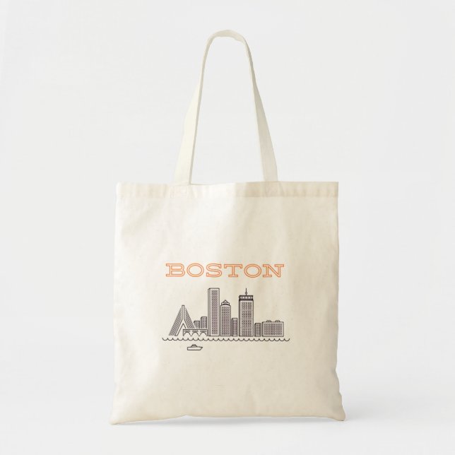 Bolsa Tote América Boston City Skyline, Boston Mãe nos EUA Sk (Frente)
