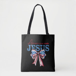 Bolsa Tote America Precisa de Jesus Bandeira Cristã EUA Coque