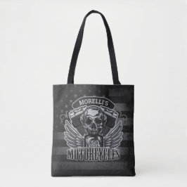 Bolsa Tote American Biker ADD NAME Skull V-Twin Motocicletas