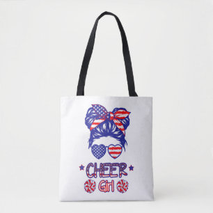 Bolsa Tote American Flag Cheer Girl 4 de julho EUA Patriotic 