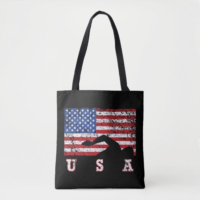 Bolsa Tote American Flag USA Gift Natação Team Premium (Frente)
