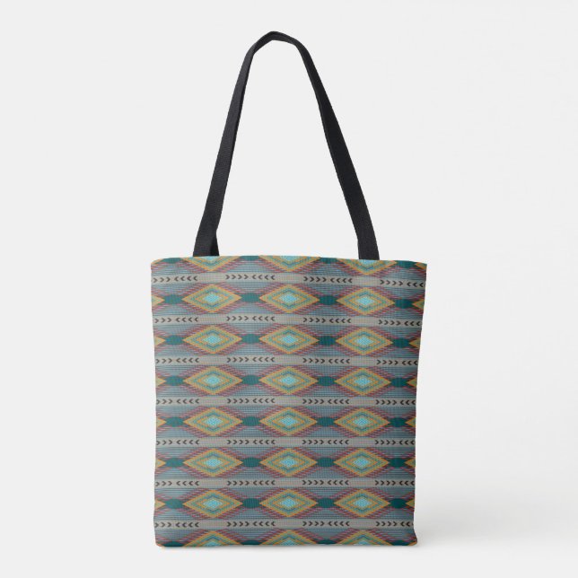 Bolsa Tote American Southwest Patterned Art And Earthy Colors (Verso)