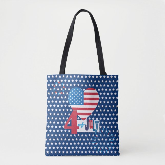 Bolsa Tote American USA Flag 4 de julho Design Personalize (Frente)
