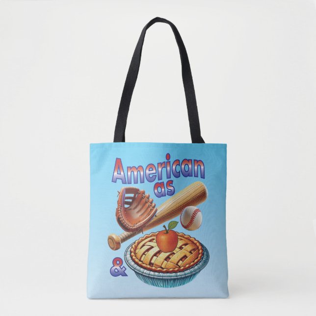 Bolsa Tote Americano divertido como Beball e Apple Pie (Frente)