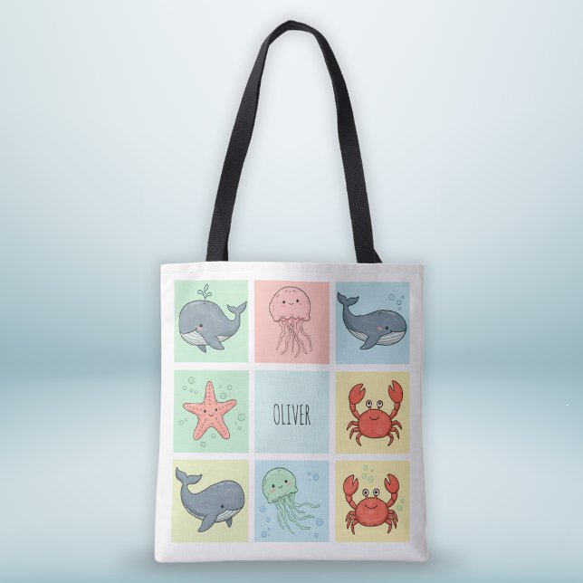 Bolsa Tote Amigos Caprichosos do Oceano Desenhos (Criador carregado)