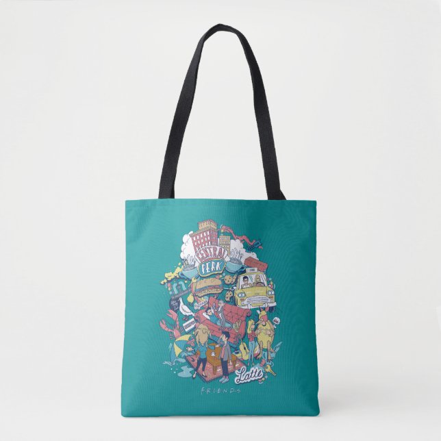 Bolsa Tote AMIGOS™ | Colagem de Cartoons (Frente)