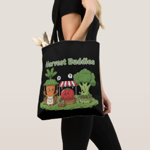 Bolsa Tote Amigos da Colheita Fofos Amigos Vegetais do Fazend