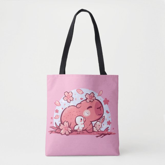 Bolsa Tote Amigos de Primavera rosa (Frente)