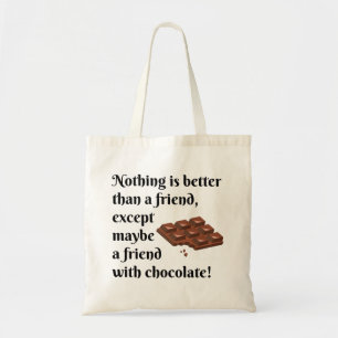 Bolsa Tote Amigos engraçados com texto do preto do chocolate