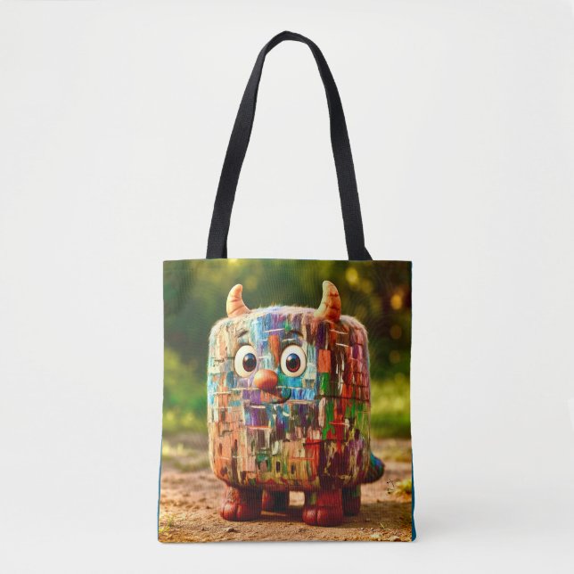 Bolsa Tote Amigos Estranhos – Poster do Monstro Cubo Remendad (Frente)