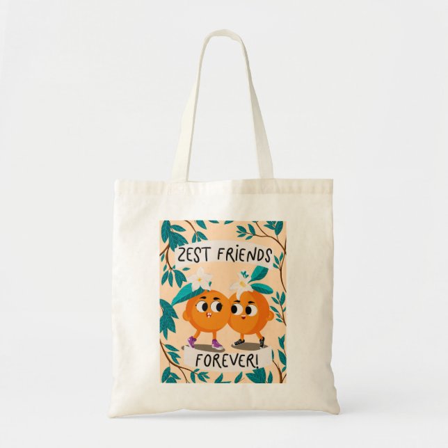 Bolsa Tote Amigos Fofos de Casca de Laranja (Frente)
