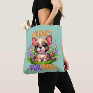 Bolsa Tote Amigos Fuere. Cãozinho-cachorro-do-Bulgue francês