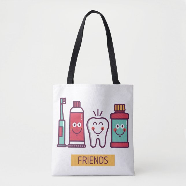 Bolsa Tote Amigos orais do cuidado dos desenhos animados (Frente)