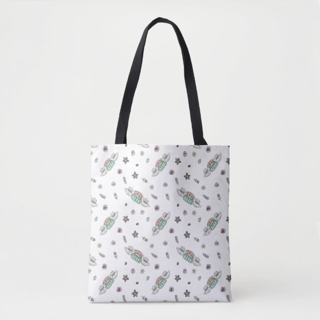 Bolsa Tote AMIGOS™ | Padrão de Aquarela de Café de Perk Centr (Frente)