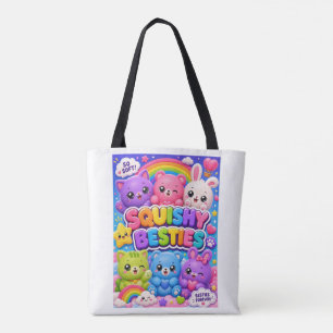 Bolsa Tote Amigos Squishy Fofos Animais Kawaii Corações Arco-